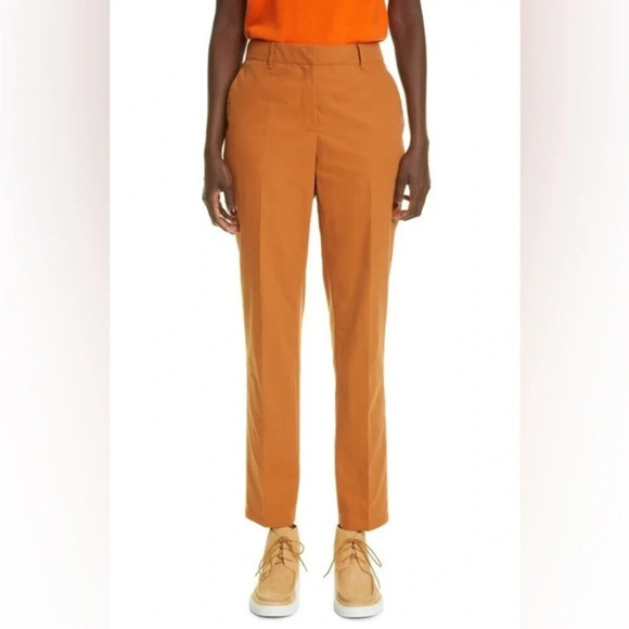 NWOT Lafayette 148 New York Clinton Ankle Pants Cotton Blend Rich Clay Brown 12 - Picture 1 of 11